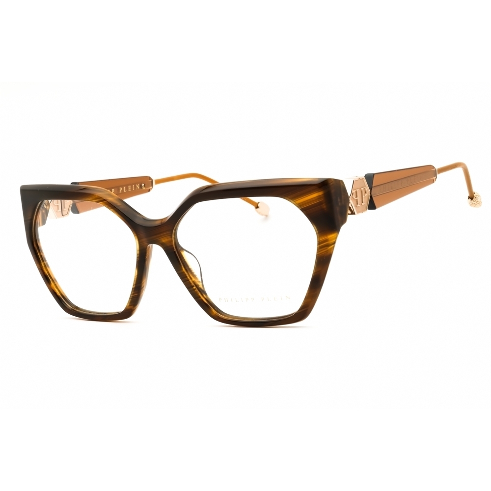 Philipp Plein VPP068S Eyeglasses Wavy Brown Plastic Cat-Eye